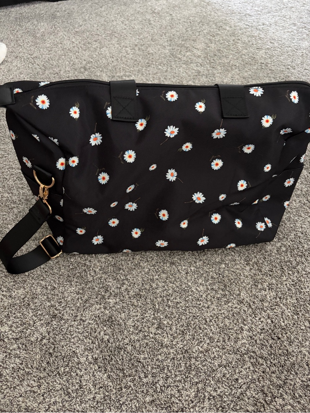Alice + Olivia Black Daisy Print Tote with Removable Strap